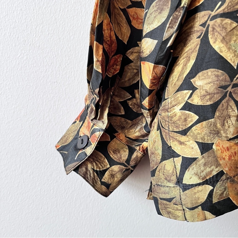 Vintage Stunt 90’s 100% Silk Leaf Print Blouse Size S - Picture 7 of 11